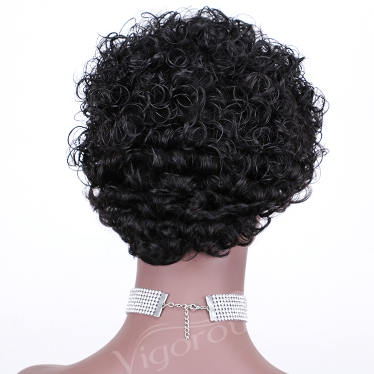 Short bob afro curly wholesale inch pixie cut wave black cheap glueless brazilian real human hair wigs black women