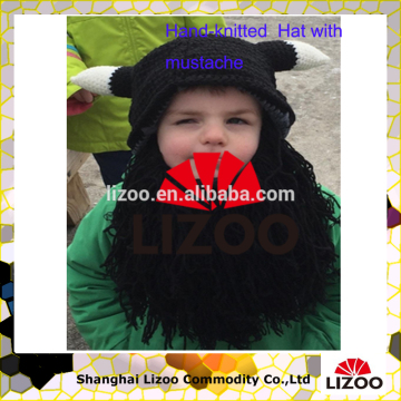 knitted Christams hat with beard wholesale factory