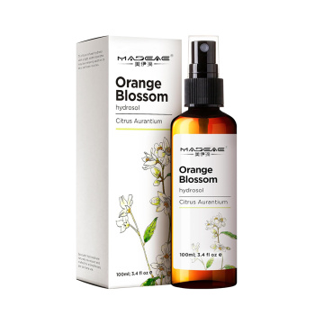 Eau de fleur d&#39;orange de qualité pure fha naturellement maroc 100% pulvérisation de visage biologique pour la peau revitalisant les soins de la peau du toner naturel