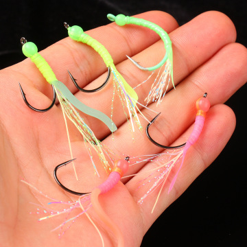 Glow Sabiki Rig Worm Hooks for Bass and Pike Fishing
