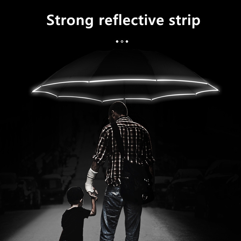 Xiaomi LED Automatic Windproof Umbrella With Reflective Stripe Reverse Light Umbrella Three Folding Inverted 10 Ribs Umbrellas