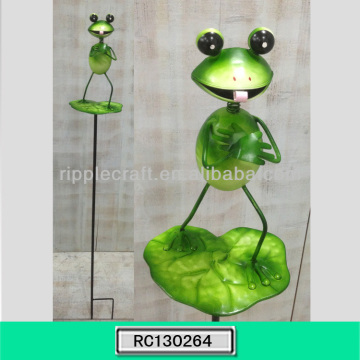 Delicate Green Frog Metal Garden Decor Stake