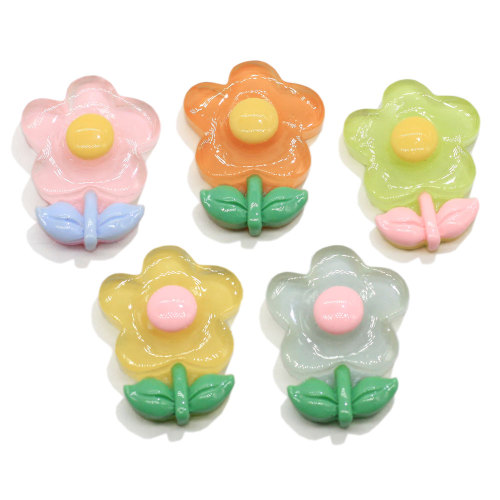 Cartoon Flower Flat Back Resin Cabochon Artificial Craft Necklace Bracelet Jewelry Making Accessory Diy Art Decor