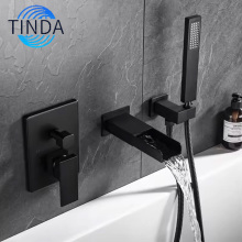 Black Square Wall Mounted Faucet for Bathrooms