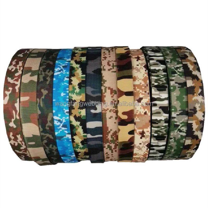 3.8cm polyester camouflage webbing printing heat transfer military webbing nylon webbing belts accessories can be customized