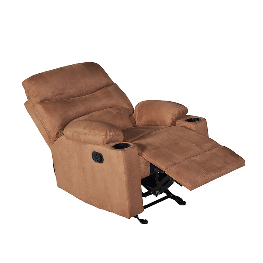 Single Faux Suede Recliner Sofa with Cupholder