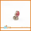 Moda rojo Rhinestone anillo de bronce antiguo