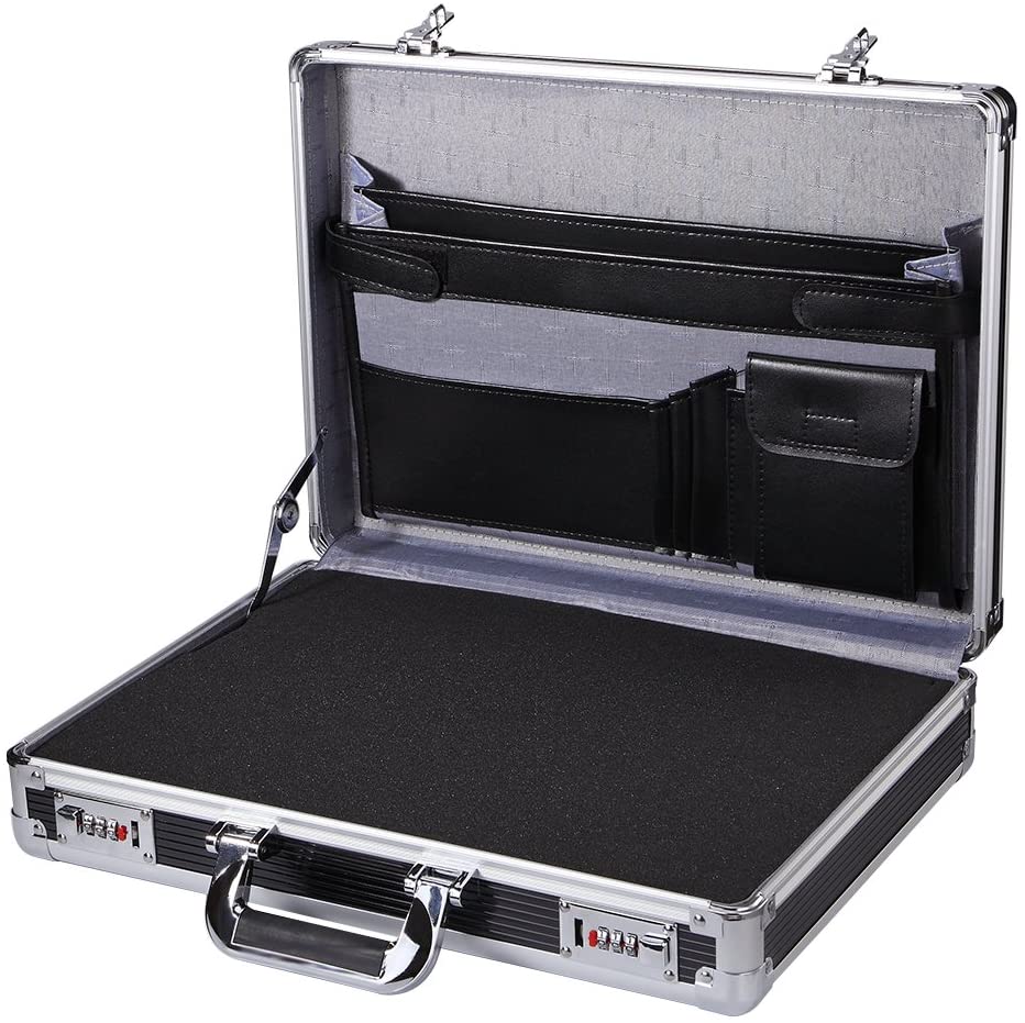 Professional Aluminum Hard Case ToolBox Large Briefcase Flight Carrying Case