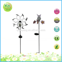 Garden metal windmill with glass ball solar light