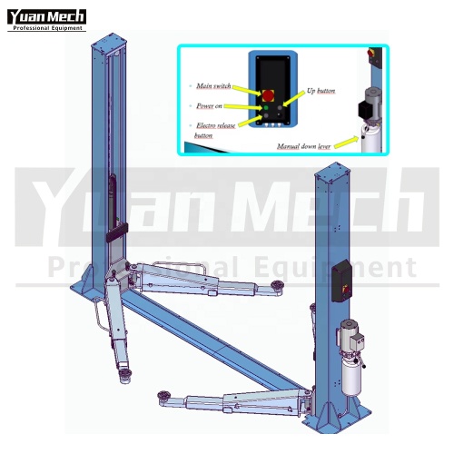 Floor Plate Two Post Lift Manual Electromagnet Mechanical