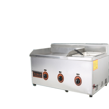 Stainless Steel Large Pancake Griddle with Deep Fryer - Gas Griddle