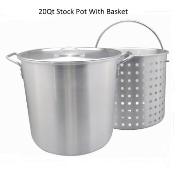 Aluminum stock pot with steamer basket insert