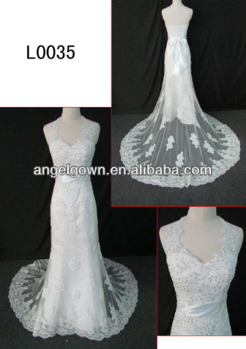 halter heavily beaded crystal lace hem mermaid wedding dress china 2014 L0035