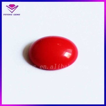 Opaque Coral Red Cabochon Cut Flat Bottom Created Glass Stone for Patch Jewelry