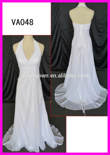 Beautiful halter wedding dress /V-neck wedding dress/ column wedding dress of backless