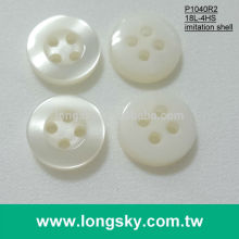 (#P1040R2-4HS) stock available cream imitation shell 18L 4 holes round fancy shirt button