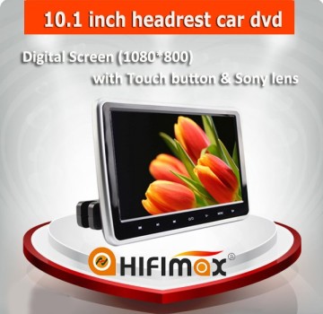 Hifimax 10 inch auto dvd headrest car dvd player headrest sony lens with Touch button