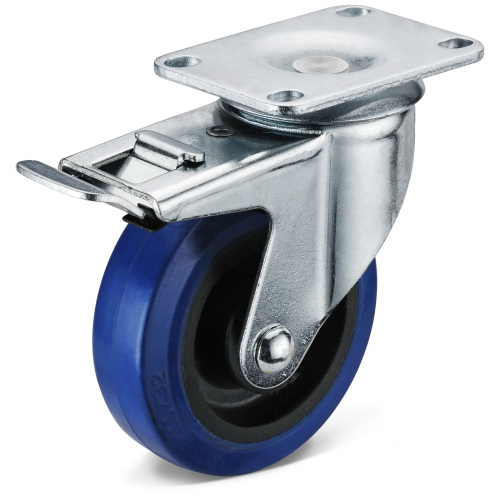 The Elastic Rubber Flat Bottom Double Brake Casters