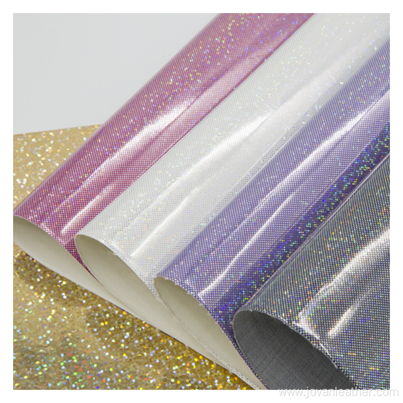 Glitter Laser Artificial Leather Fabric Holographic Crafts