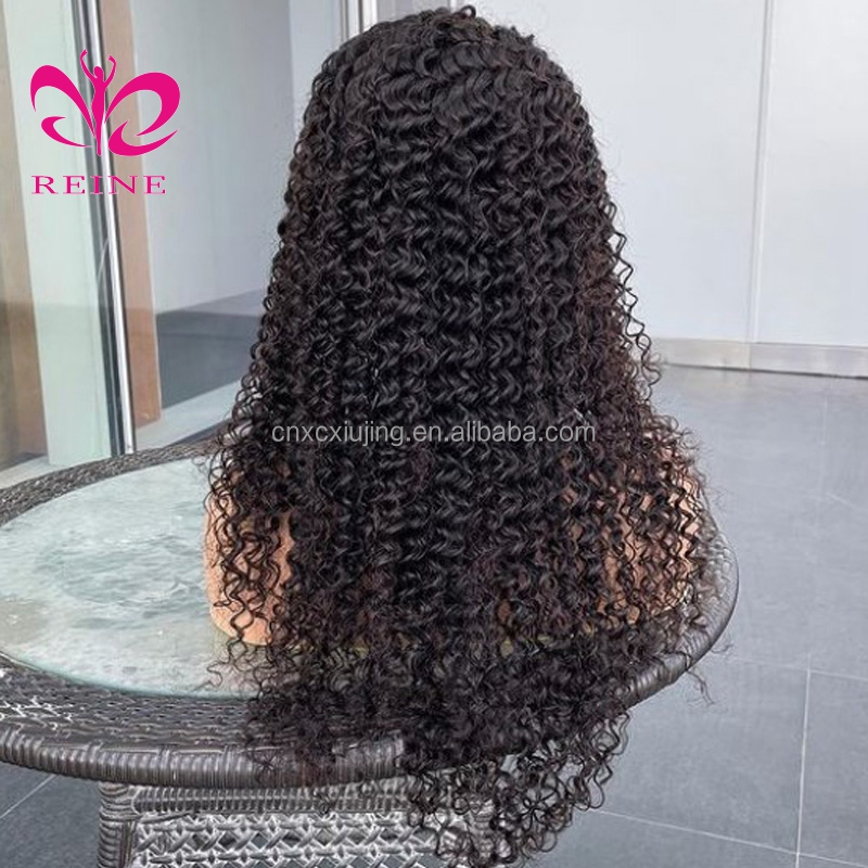 REINE Natural Human Hair Wigs For Black Women Brazilian Human Hair Frontal Lace  kinky curl Wig  double drawn human hair wigs