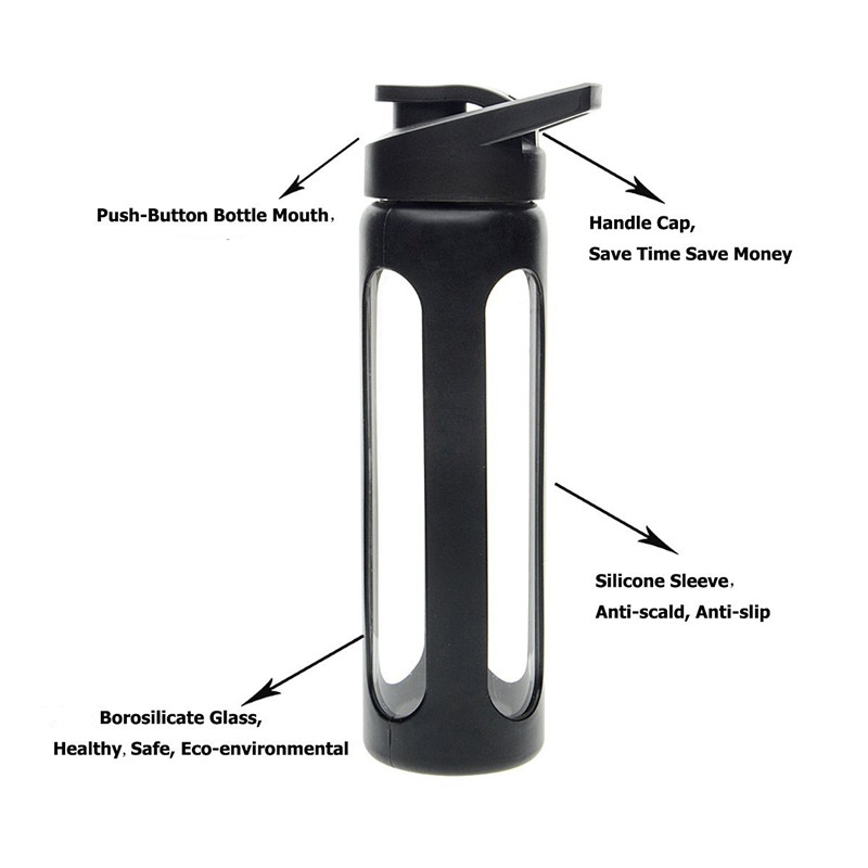 Portable Borosilicate Glass Drinking Water Bottle with Shaker Ball