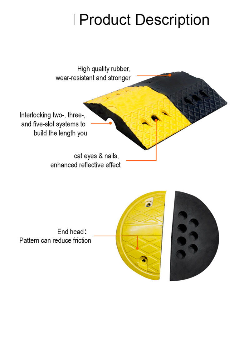 50mm Height Portable Polyurethane Road Traffic Speed Breaker Rubber Driveway Bump