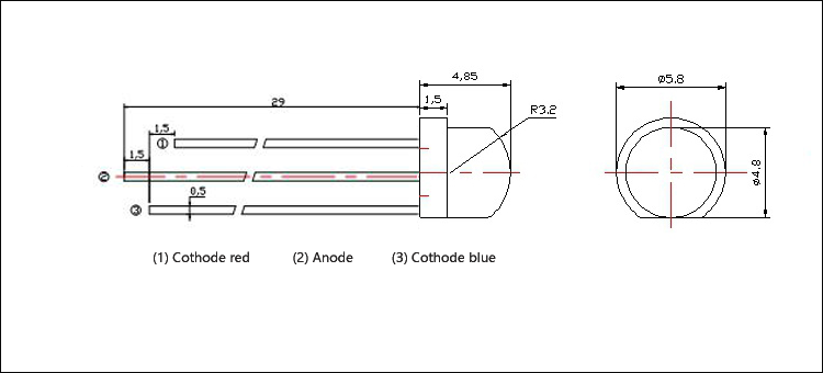 5mm hat red and blue led