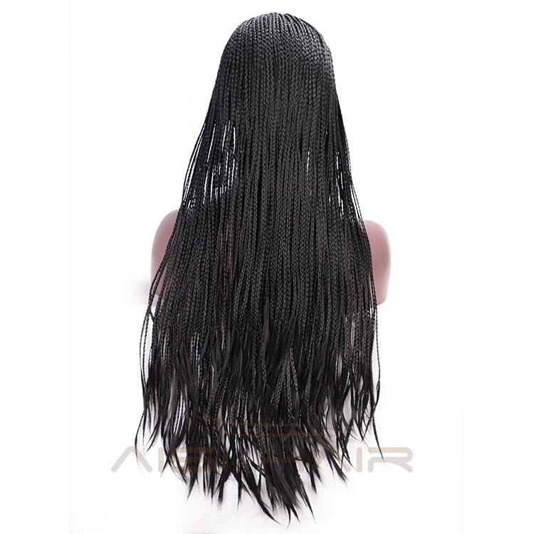 Aisi Hair Synthetic Braided Long Lace Front Wigs Natural Black Plaited Lace Front Wigs For Black Women Cosplay Wigs