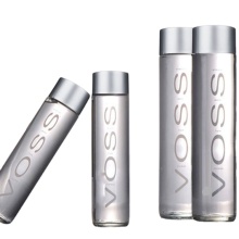 16oz Clear Cylinder Round Shape Glass Voss Bottle with Plastic Lid for Voss Mineral Water
