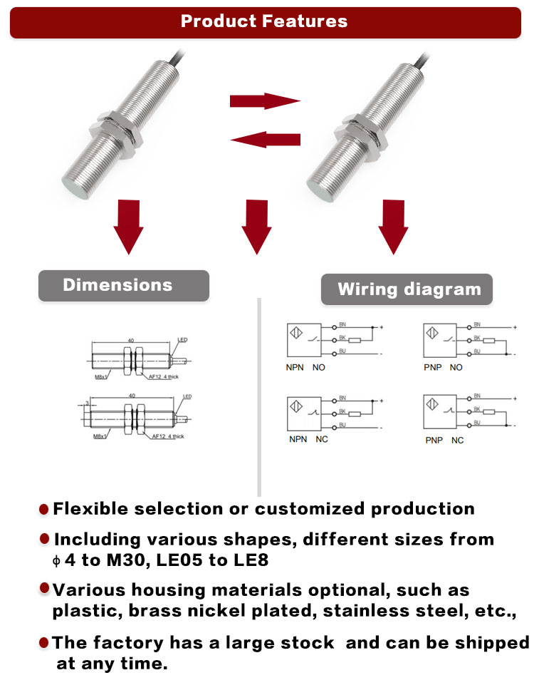 LR08BF15DNO M8 12V Connector Type Inductive Proximity Sensor Switch