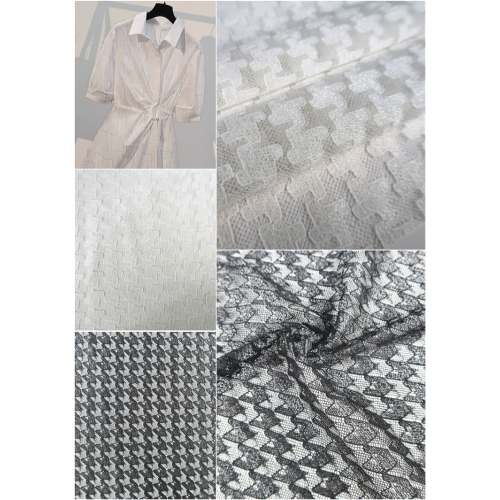 Tejidos de nylon personalizados de la blusa de las señoras de la malla del cordón del algodón