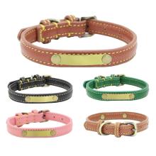 hot sale personalized leather dog collars with metal name plate
