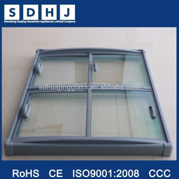 Sliding glass cover for supermarket island fridge