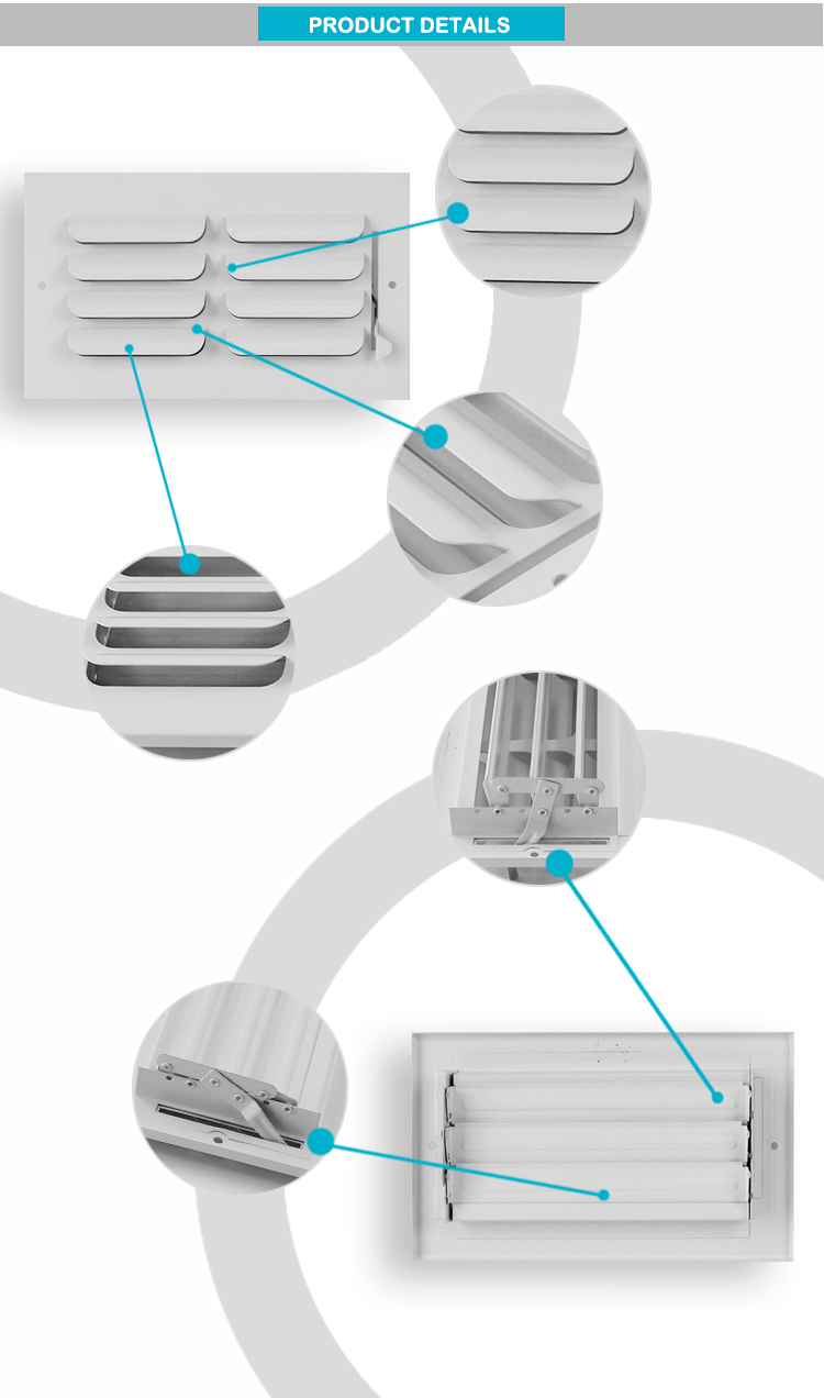 HVAC-stål Dekorativa luftgrillar Ventiler och register