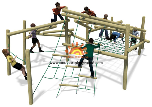 Outdoor Wooden Climbing Net Playground For Children