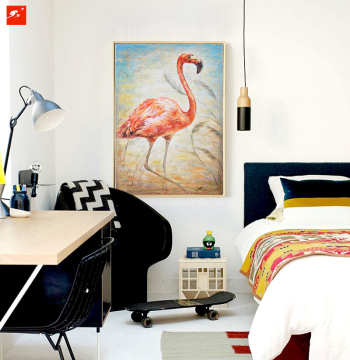 Cotton Canvas Oil Painting Red Ostrich Picture