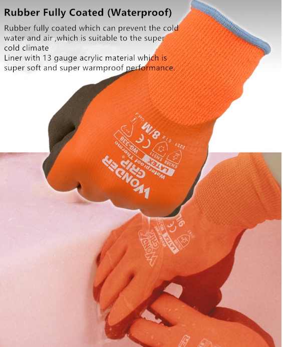 WonderGrip Water-Repellant Insulated Latex Foam Grip Gloves