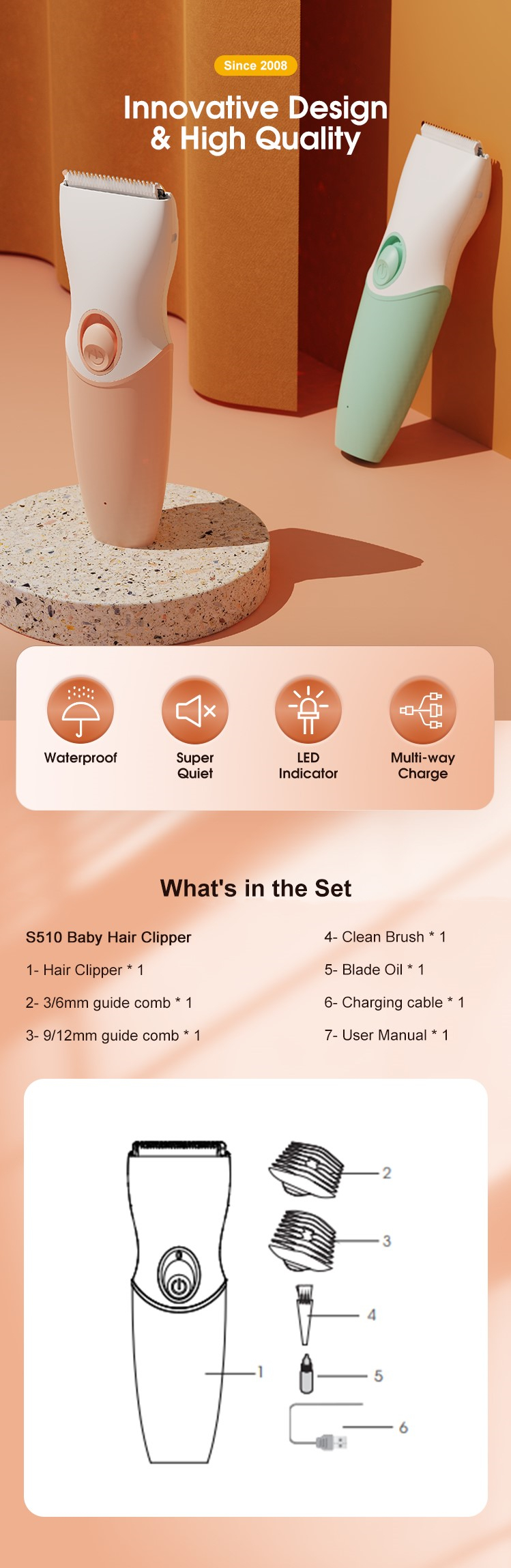 Waterproof Body Hair Clipper Hair Trimmer Clipper Sets Waterproof Body Hair Clipper Hair Trimmer Clipper Sets