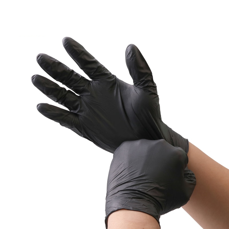 Dobra jakość jednorazowe czarne rękawiczki nitrylowe proszkowe