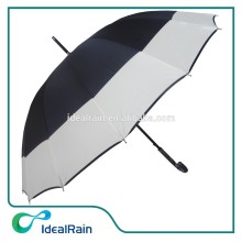 black bordered cream colored walking length wind breaker umbrella