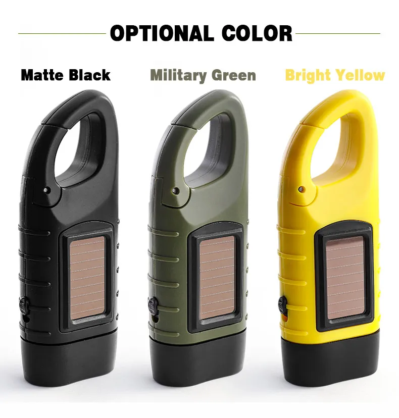 Hand Crank Solar Powered Flashlight Cheap Powerful Emergency Rechargeable Flashlight Crank-Powered Flashlight