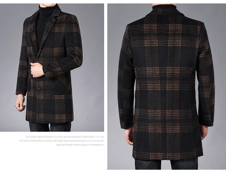 Winter New Woolen Coat Men's MID-Length Business Jacket