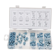 SYD-1007: Comprehensive 110PCS Metric Zinc Plated Grease Nipples Kit for Lubrication with 45° and 90° Angles