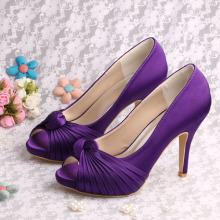 Platform Heel Purple Shoes for Wedding Open Toe