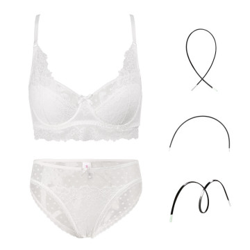 Set di 2 pezzi di biancheria intima da donna leggermente push up con fili di memoria e coppe tagliate e cucite