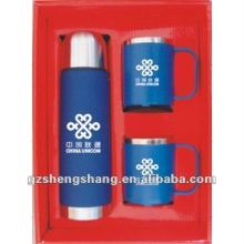 stainless steel vacuum flask with 2 cups