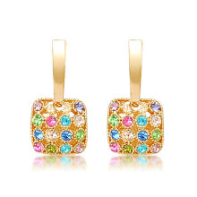 Multicolored CZ diamond drop earring with gold plated