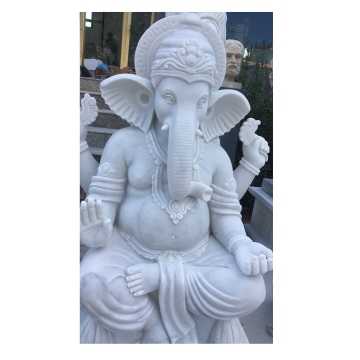 Large White Marble Indian Lord Ganesh Garden Statue
