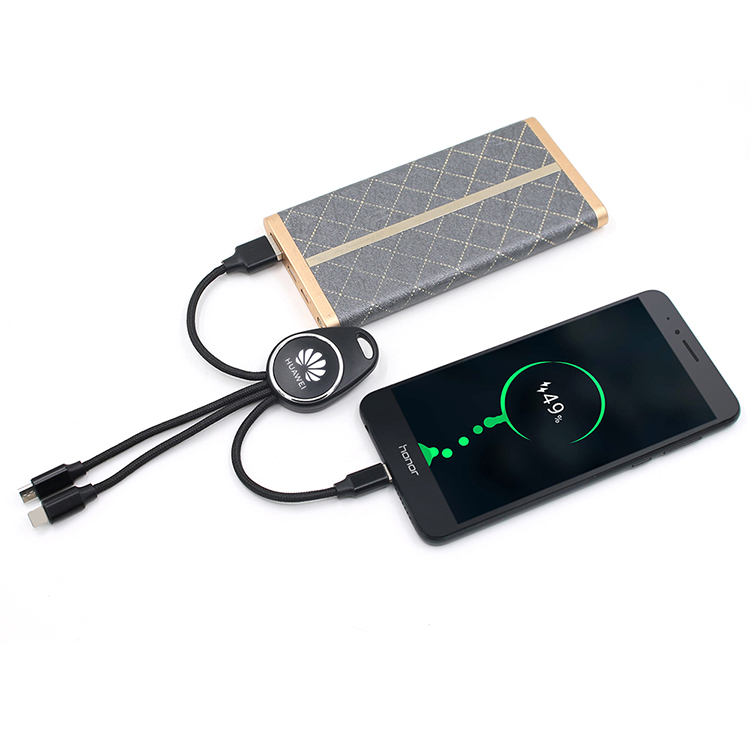 Yijiashishang Manufacturer Direct Supply 3 in 1 USB Charger Cable with LED Light for Android Micro USB,iOS and USB-C Mobile Devices