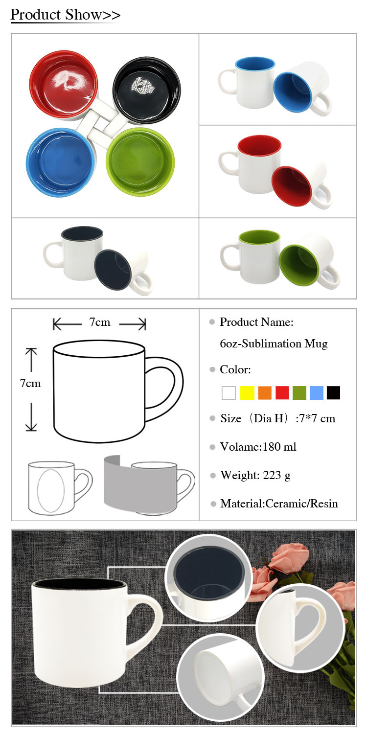 Wholesale 6oz sublimation coffee mugs ceramic with custom design